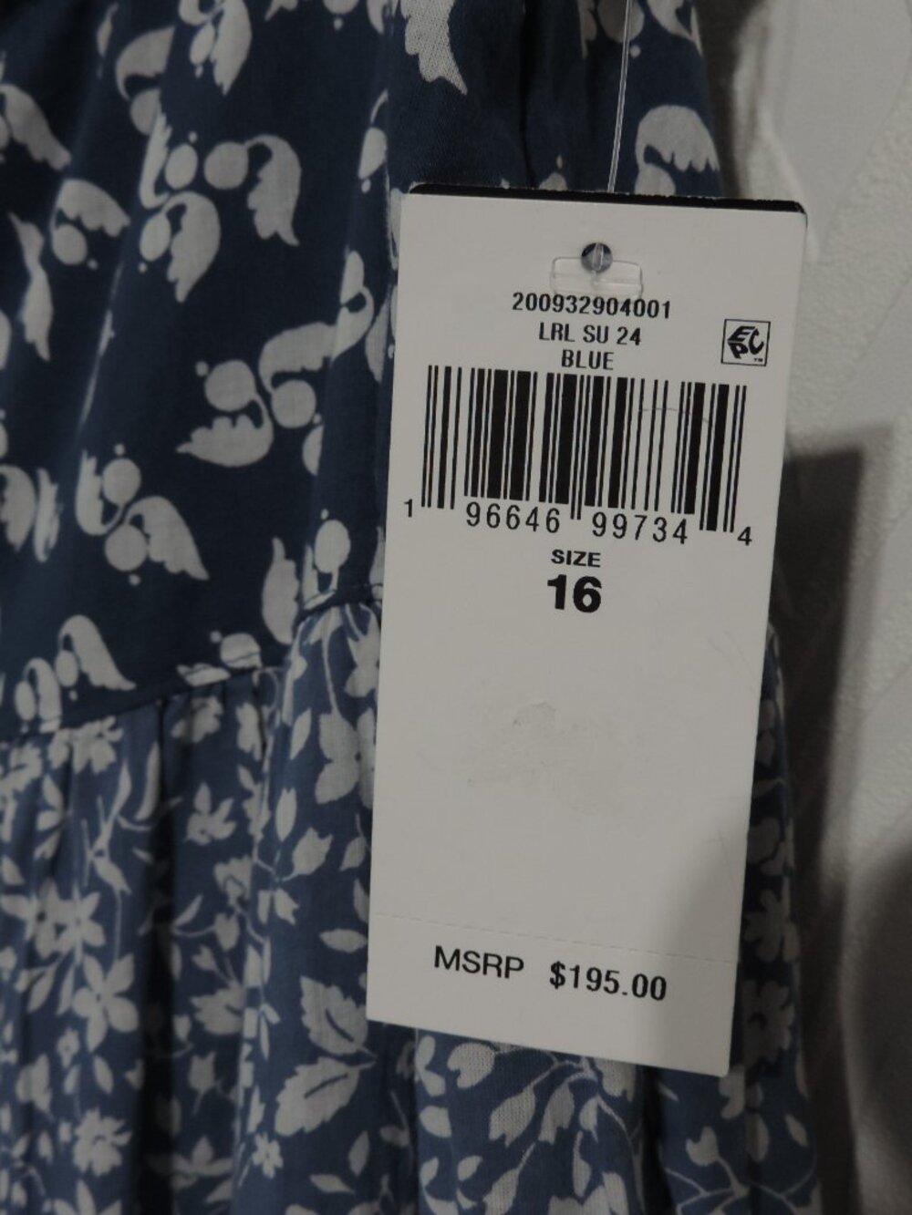 New RALPH LAUREN Patchwork Floral Voile Tiered Skirt sz 16 NWT Blue and Cream - Picture 12 of 16